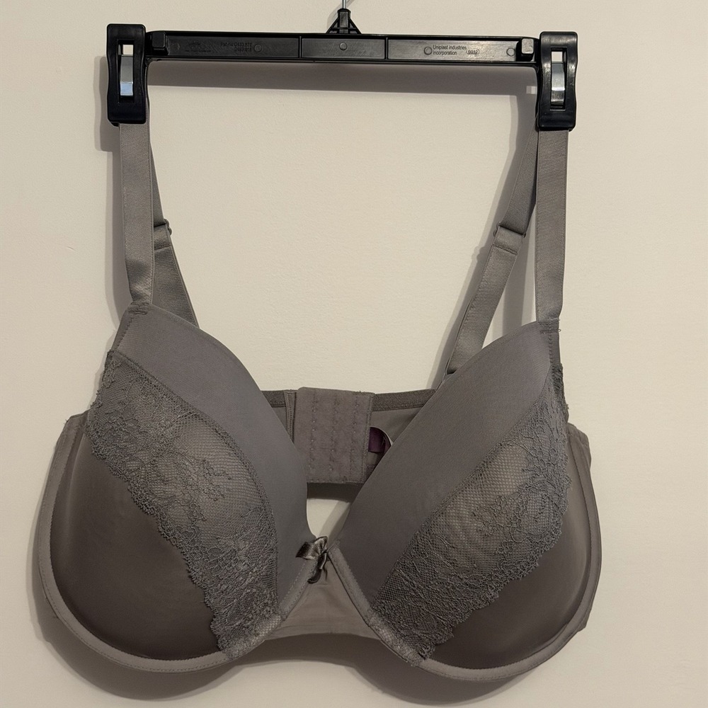 Adore Me Gray Lace Underwired Balconette Bra 38H Bow Accent BR-08046-BAL